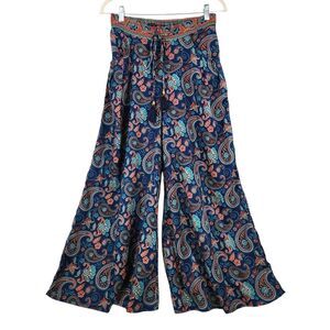 Ipanima Wide Leg Palazzo Pants S/M Paisley Floral Resort Boho Cruise Beach India